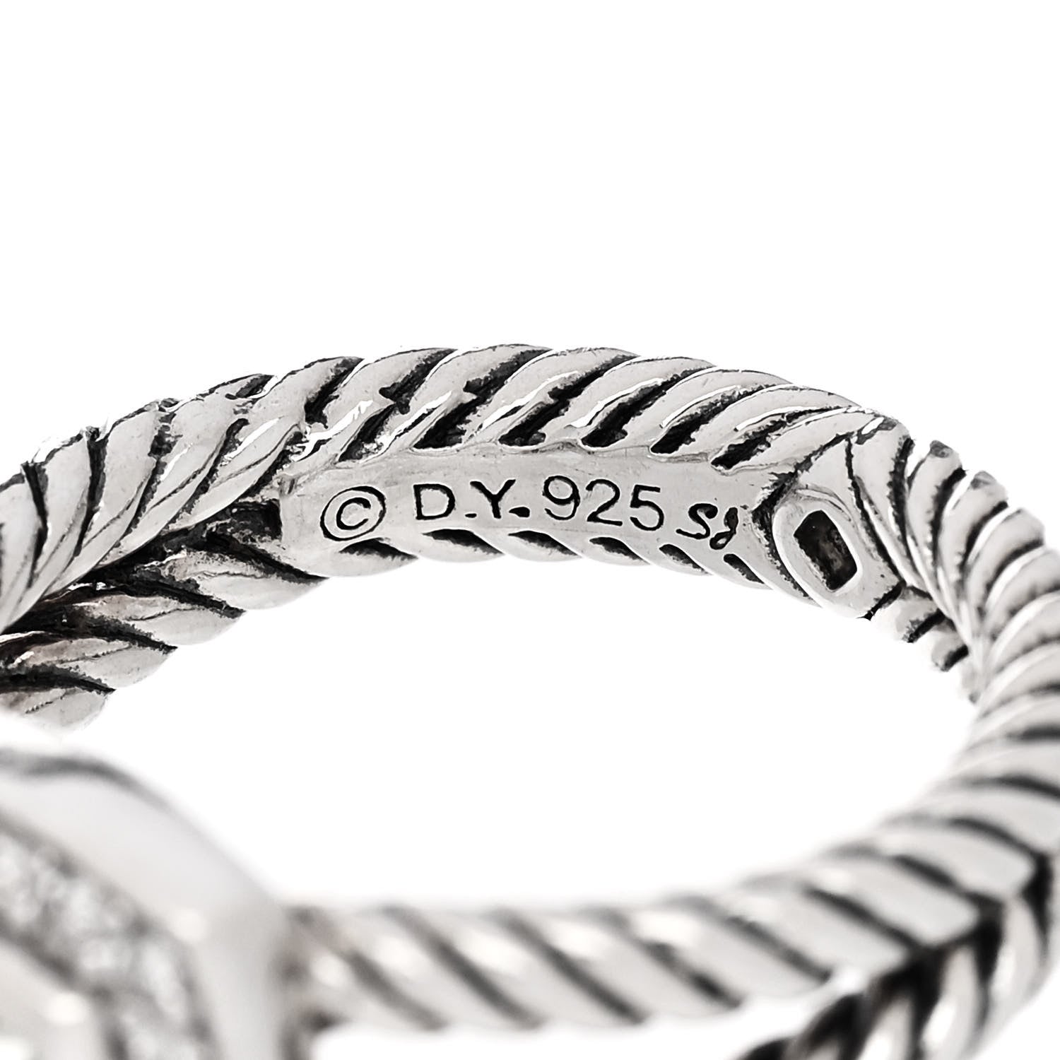 David Yurman Sterling Silver Diamond Prasiolite 7mm Petite Albion Ring 52 6 5 of 5