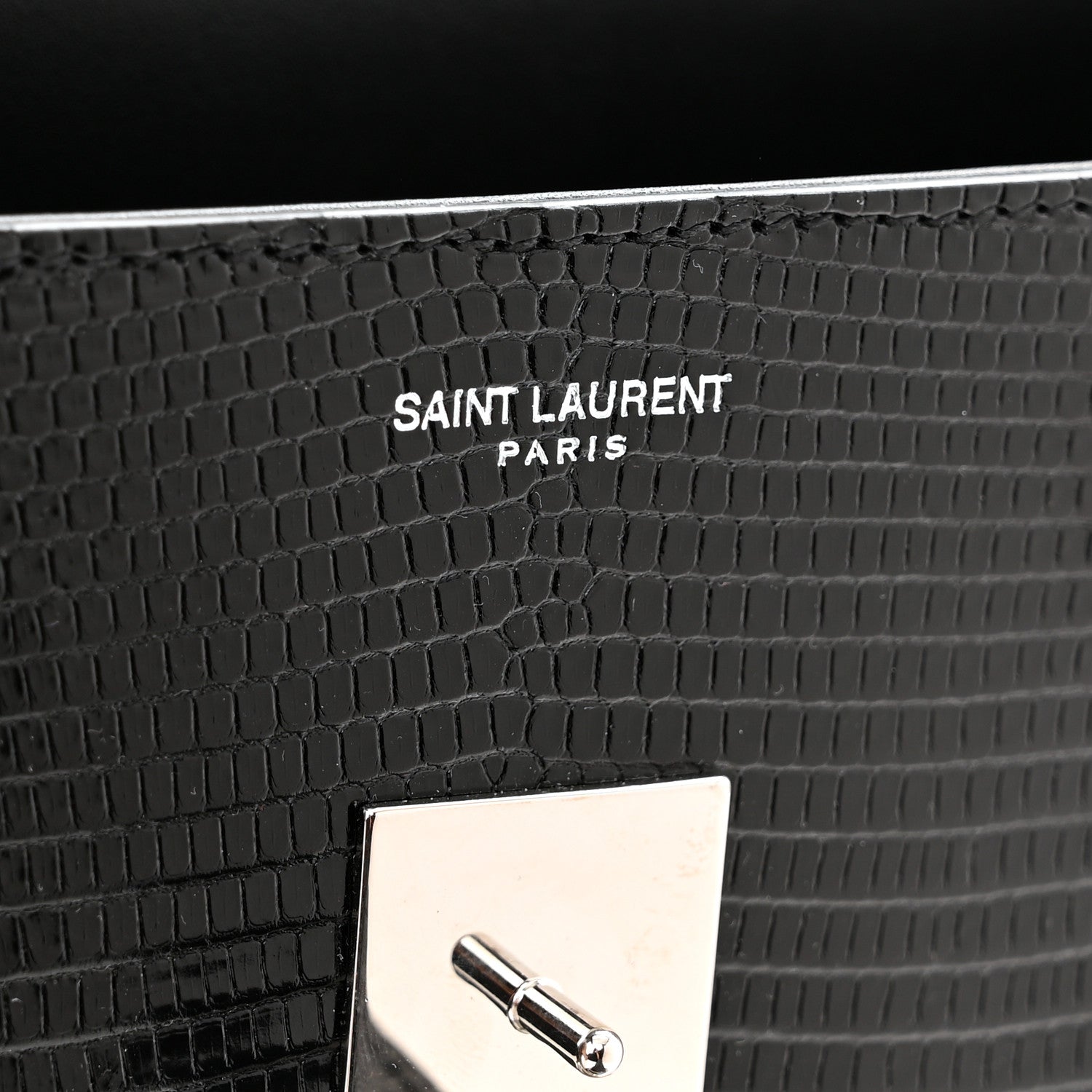 Saint Laurent Lizard Le Fermoir Top Handle Bag Small Black 7 of 10
