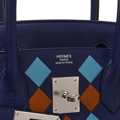 Hermes Swift Epsom Tressage Birkin 30 Bleu Encre Bleu Du Nord Gold 6 of 10