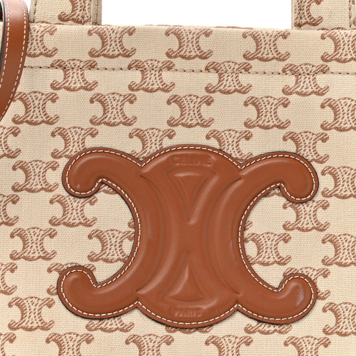 Celine Canvas Calfskin Triomphe Print Small Cabas Thais White 7 of 16