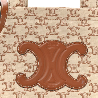 Celine Canvas Calfskin Triomphe Print Small Cabas Thais White 7 of 16