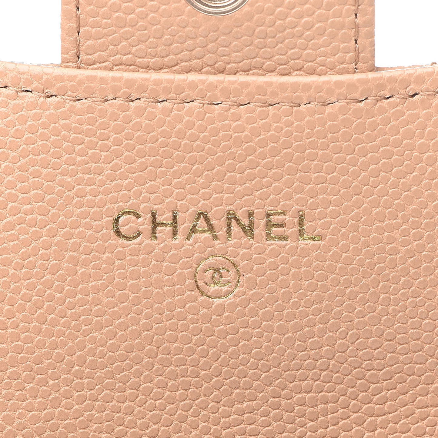 Caviar Quilted Flap Card Holder Wallet Beige