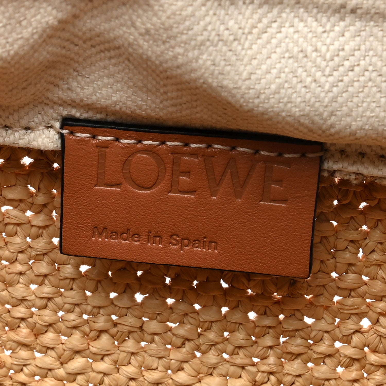 Loewe Calfskin Raffia Anagram Paulas Ibiza Pochette Bag Natural Tan 6 of 10
