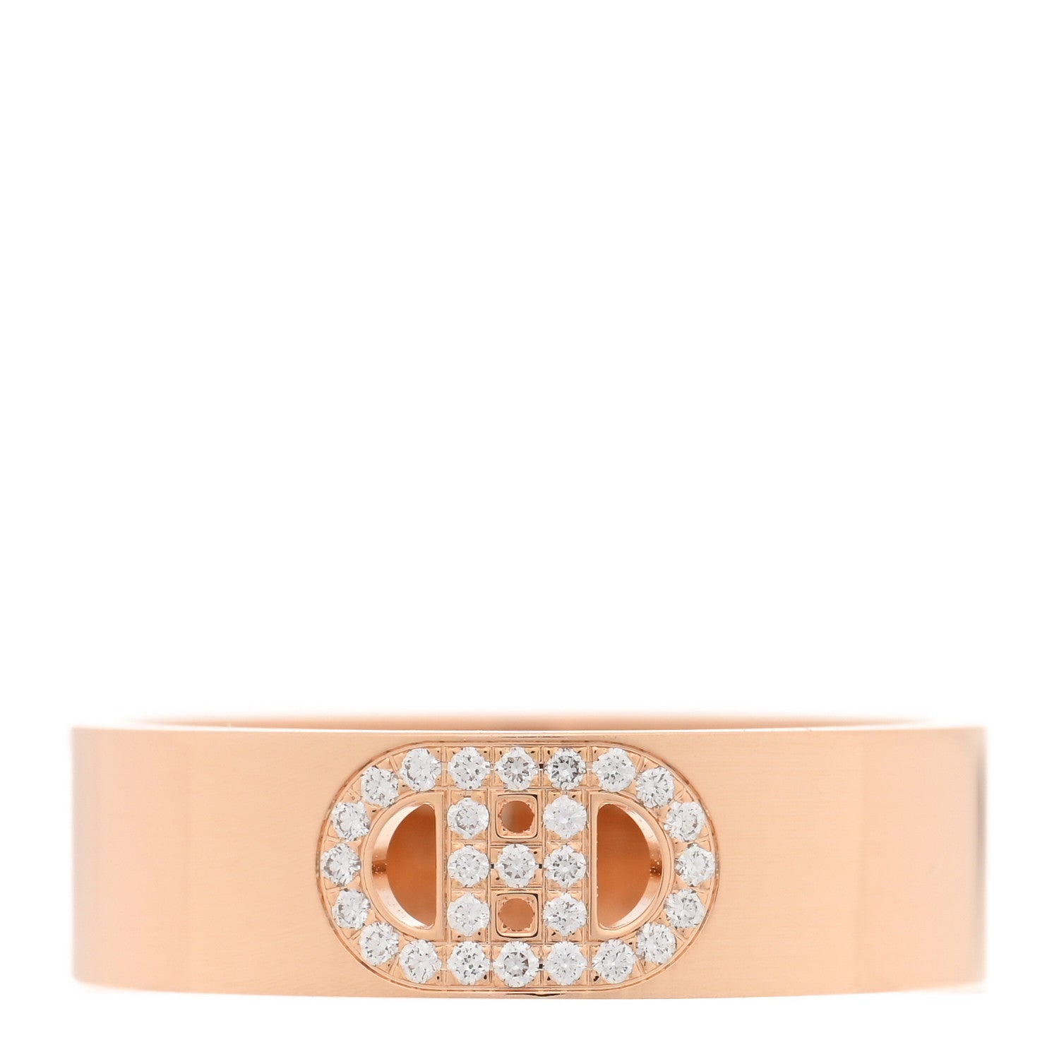 Hermes 18K Rose Gold Diamond PM H D'Ancre Ring 54 7 1 of 5