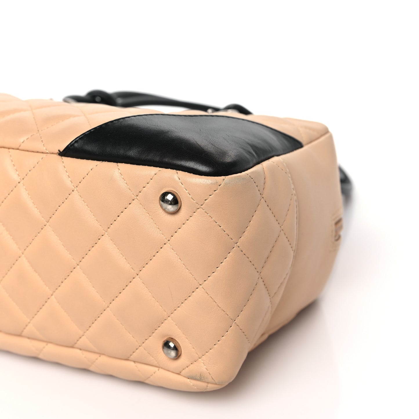 Calfskin Quilted Large Cambon Bowler Beige Black