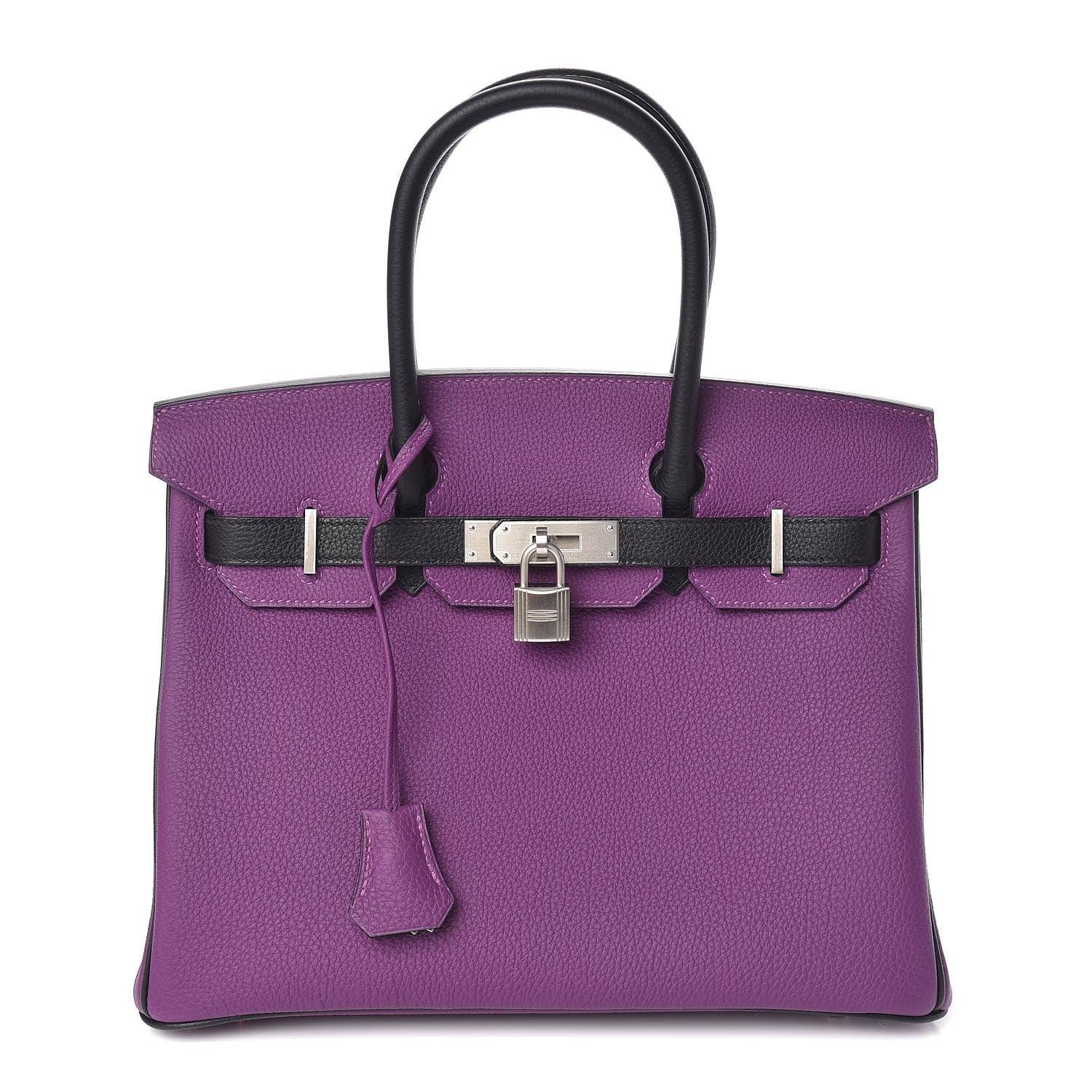 Hermes Togo Bi-Color Horseshoe Birkin 30 Anemone Black 1 of 34