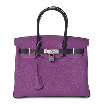 Hermes Togo Bi-Color Horseshoe Birkin 30 Anemone Black 1 of 34