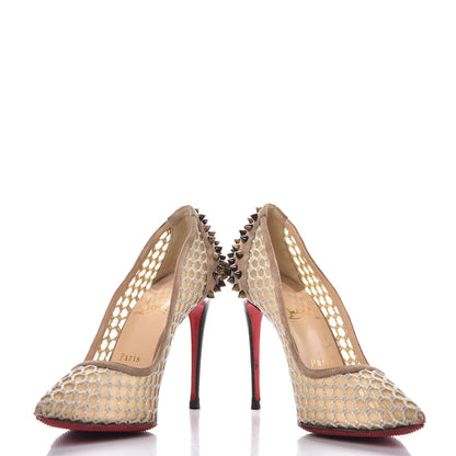 Christian Louboutin Fishnet Mesh Suede Guni 100 Spiked Pumps 39 6 of 14