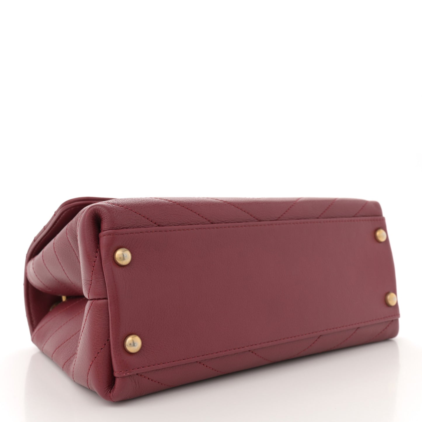 Grained Calfskin Snakeskin Small Chevron Chic Top Handle Flap Red