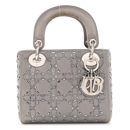 Christian Dior Satin Crystal Cannage Mini Lady Dior Gray 1 of 11