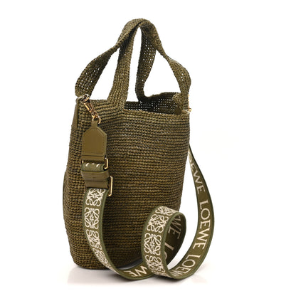 Loewe Raffia Mini Slit Tote Bag Natural Olive 3 of 9