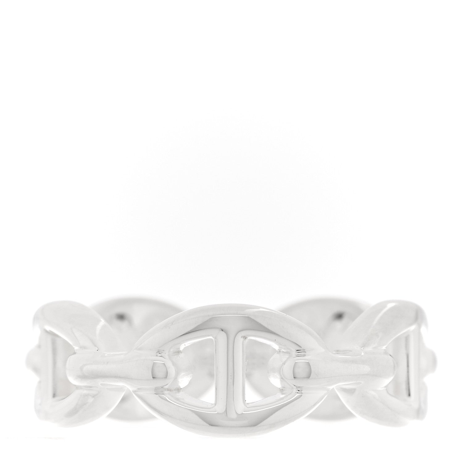 Hermes Sterling Silver PM Chaine d'Ancre Enchainee Band Ring 53 6.5 1 of 9