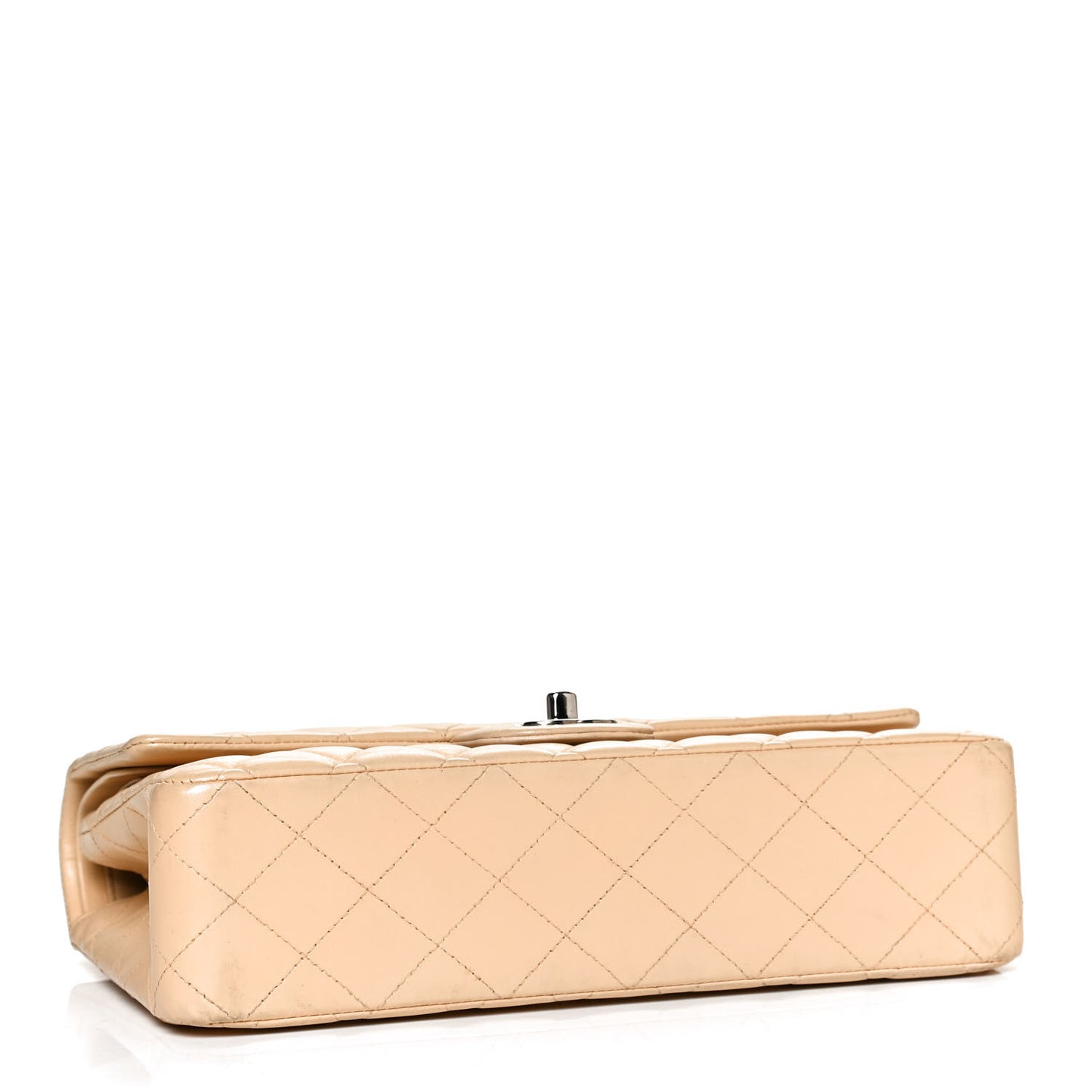 Lambskin Quilted Medium Double Flap Beige