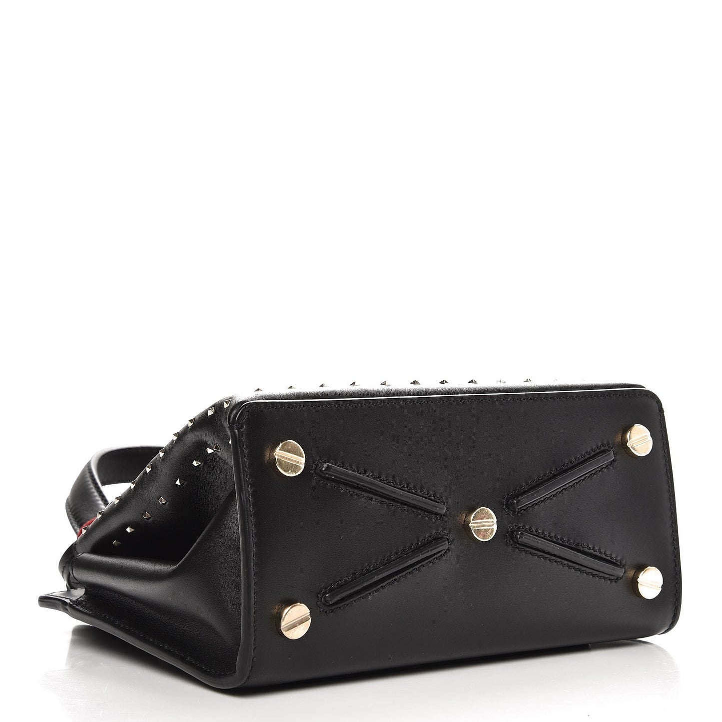 Calfskin Studded Small Joylock Satchel Black