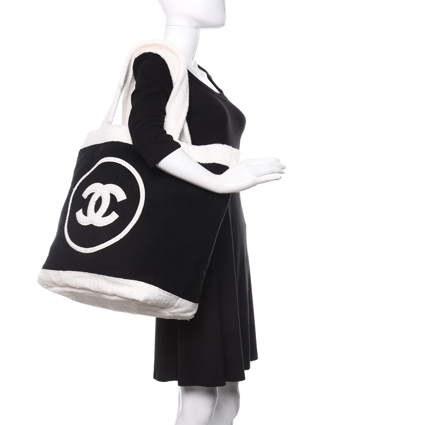 Terry Cotton CC Beach Tote Towel Set Black White