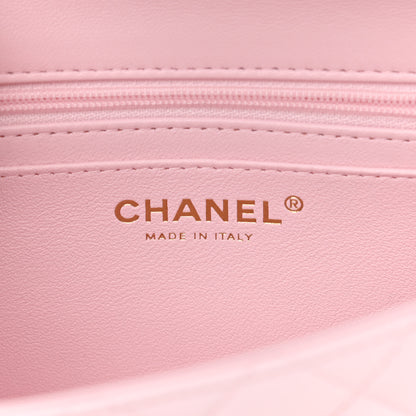 Chanel Lambskin Quilted Mini Top Handle Rectangular Flap Light Pink 6 of 13