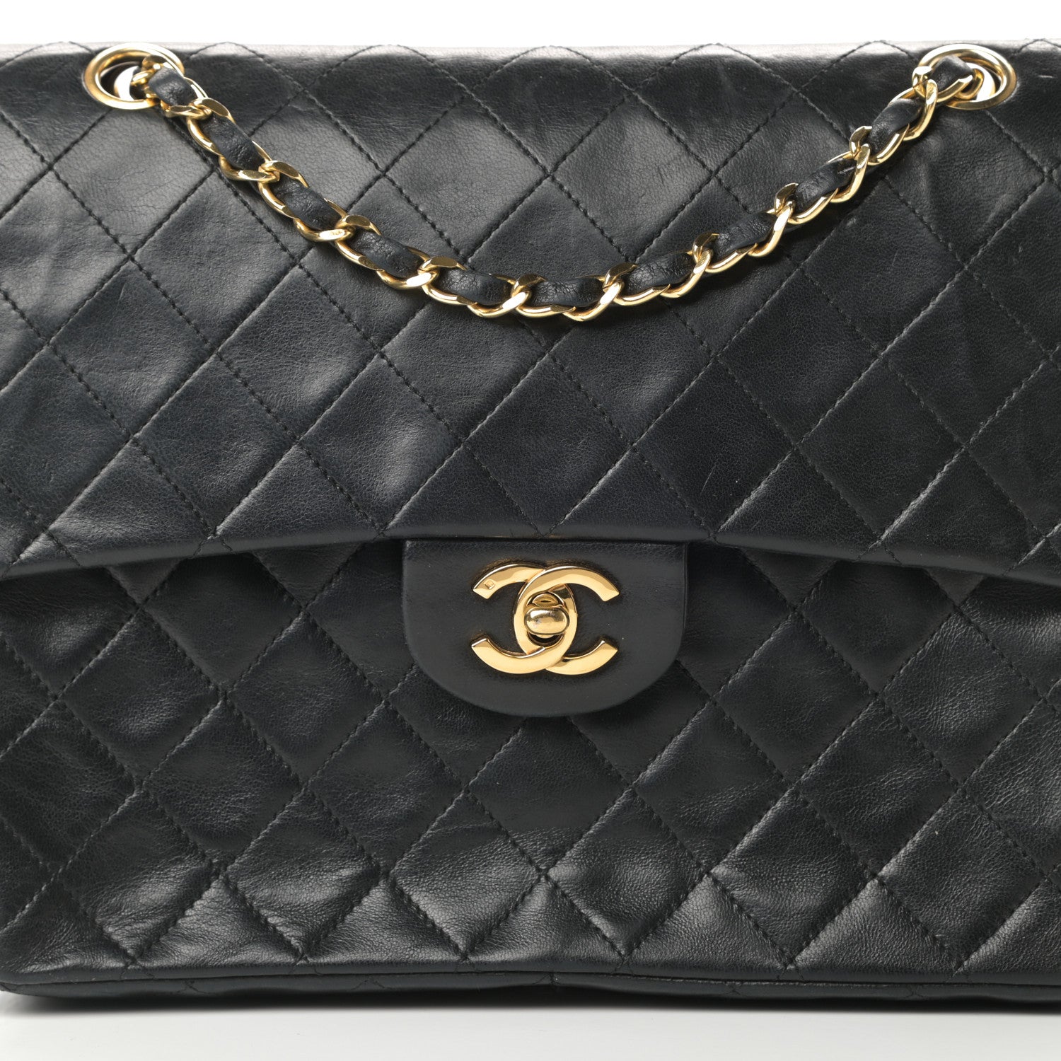 Chanel Lambskin Quilted Medium Double Flap Black 9 of 15