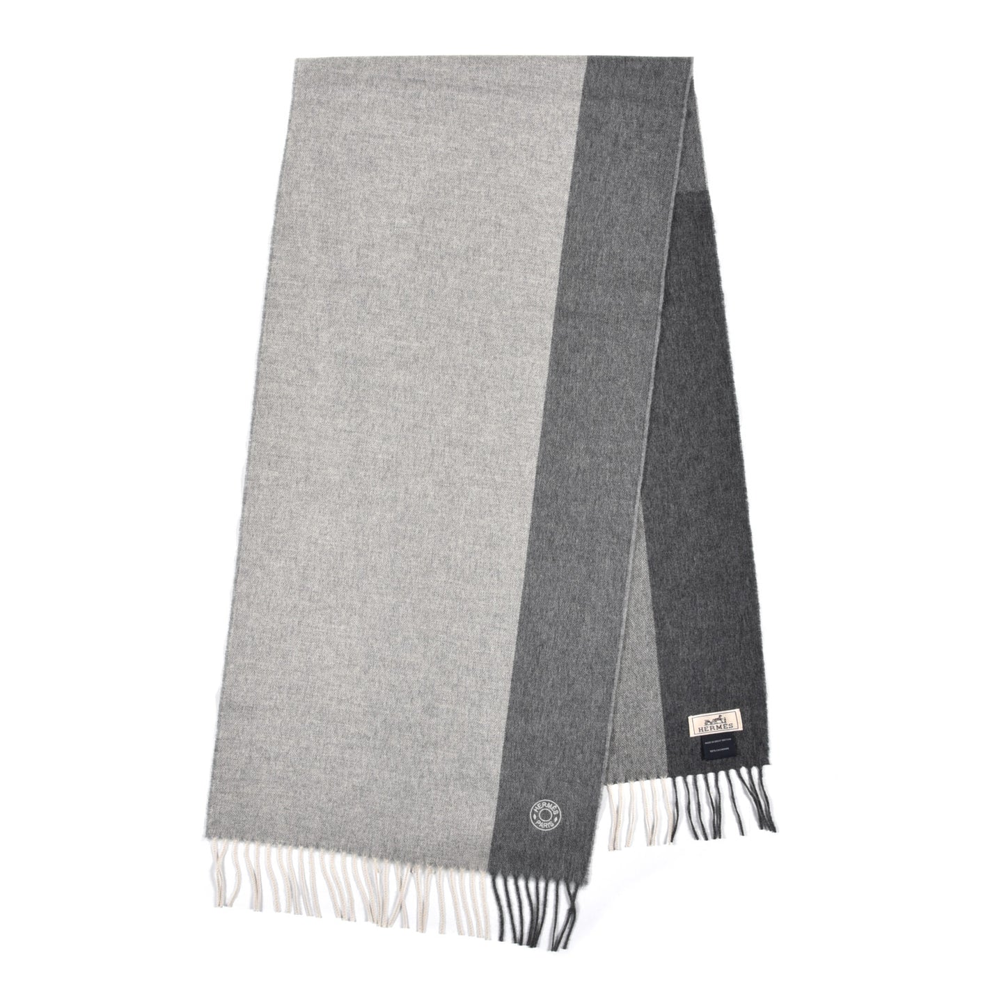 Cashmere Summer Block Muffler Gris Chine