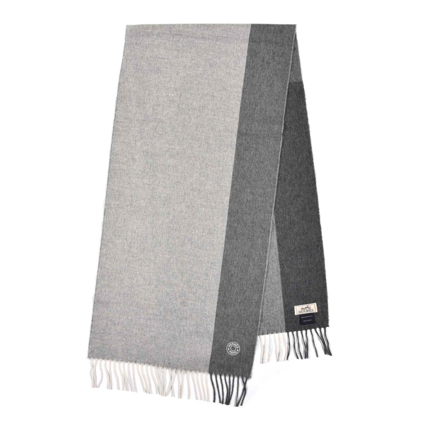 Hermes Cashmere Summer Block Muffler Gris Chine 2 of 5
