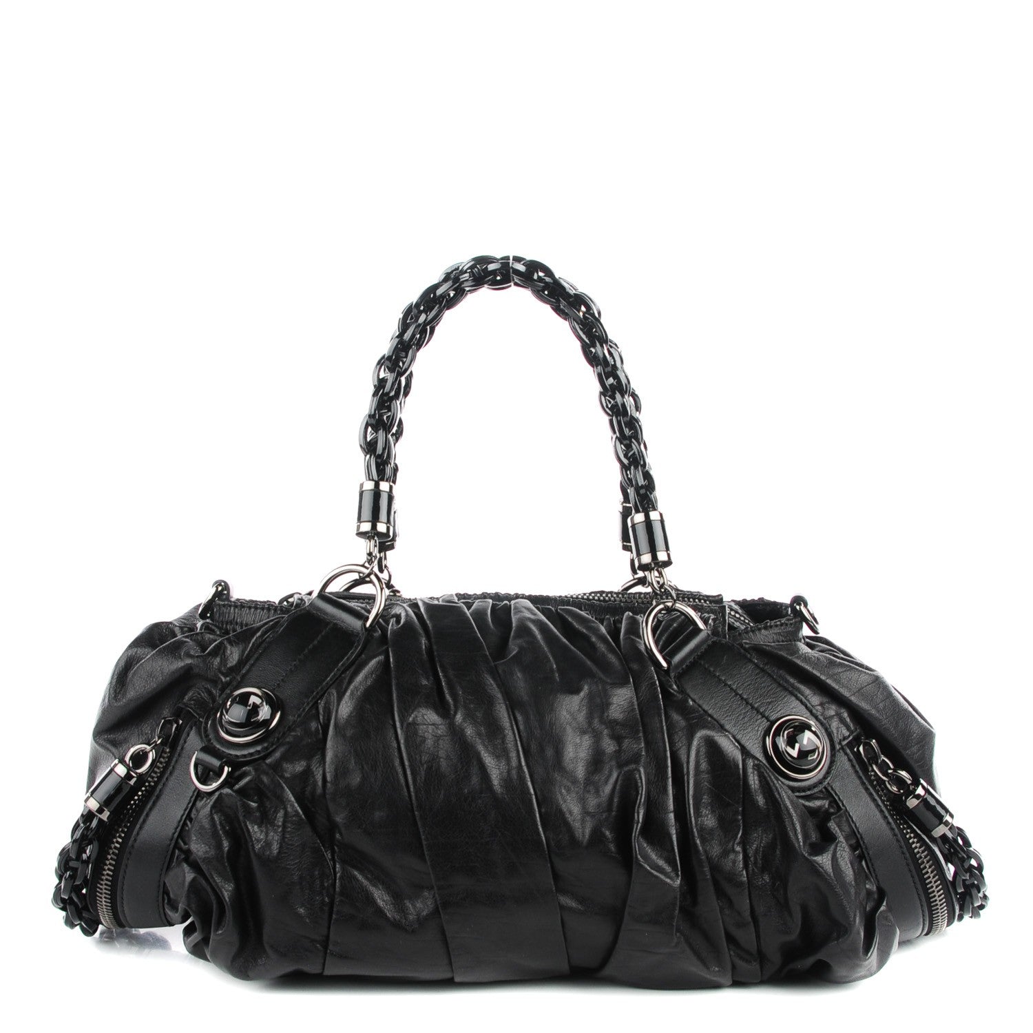 Gucci Ruched Calfskin Shoulder Bag Black 1 of 7