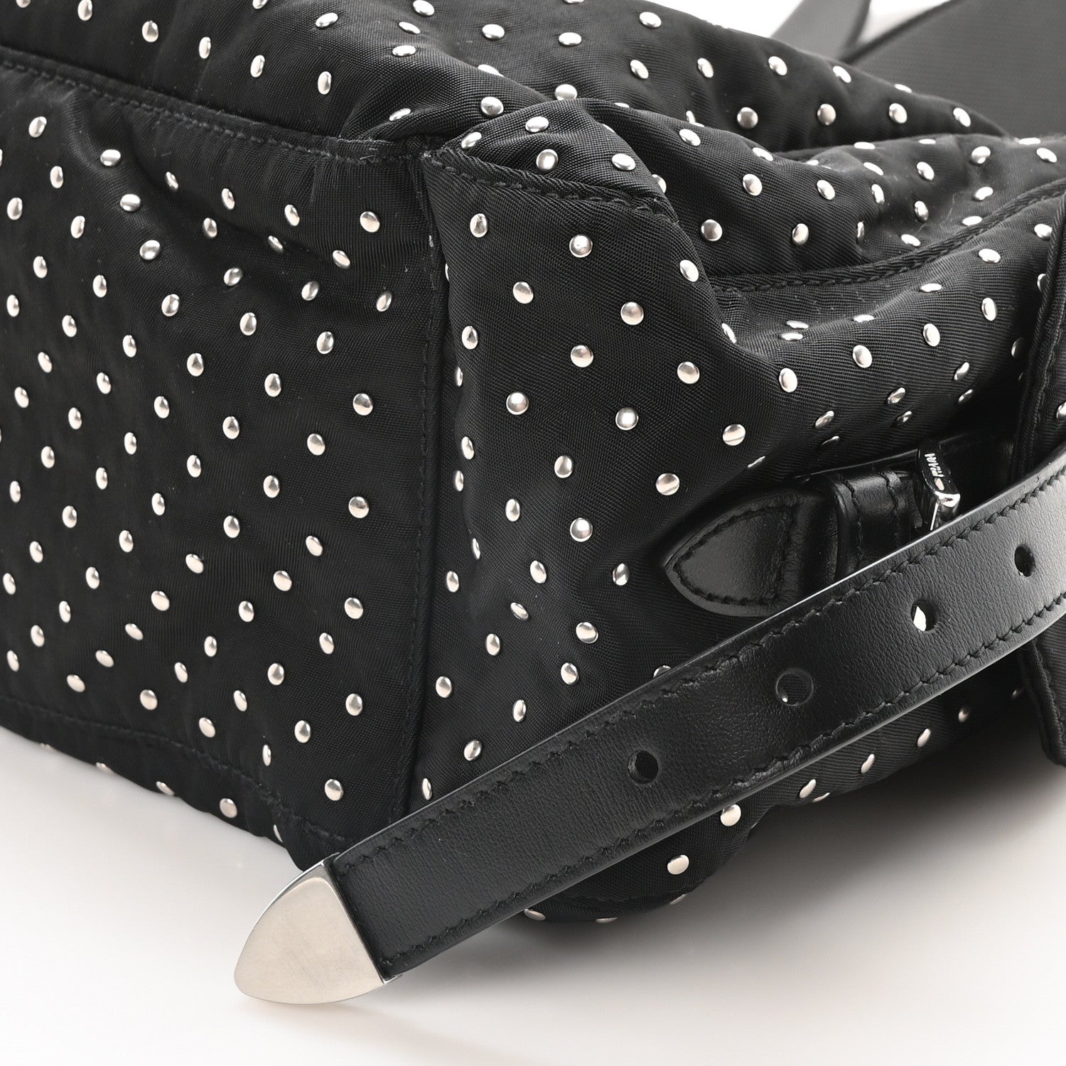 Prada Re-Nylon Studded Shoulder Bag Black 10 of 10