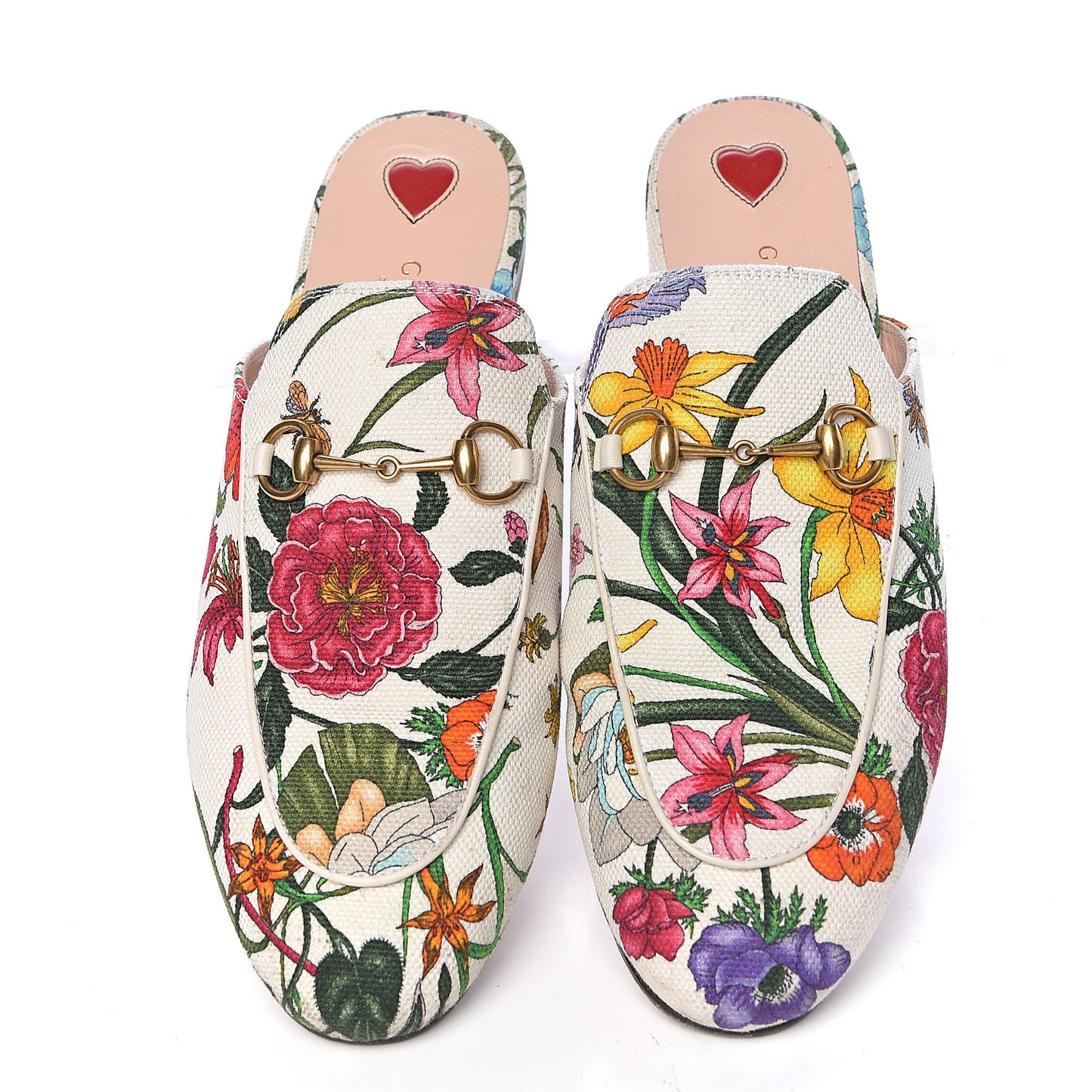 Canvas Flora Womens Princetown Slippers 39 White Multicolor