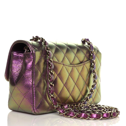 Chanel Iridescent Lambskin Quilted Mini Rectangular Flap Purple 2 of 5