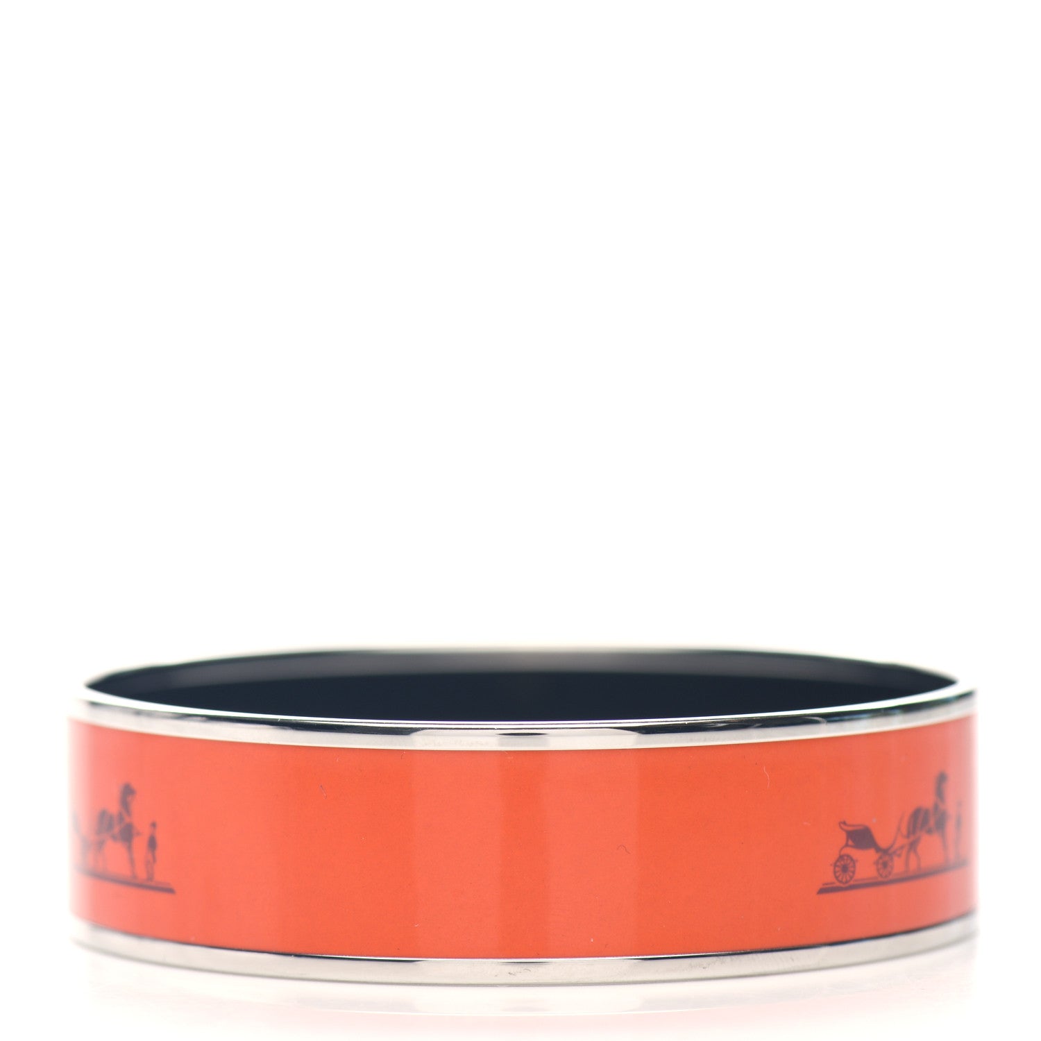 Hermes Enamel Printed Caleche Wide Bracelet 70 Orange 3 of 5
