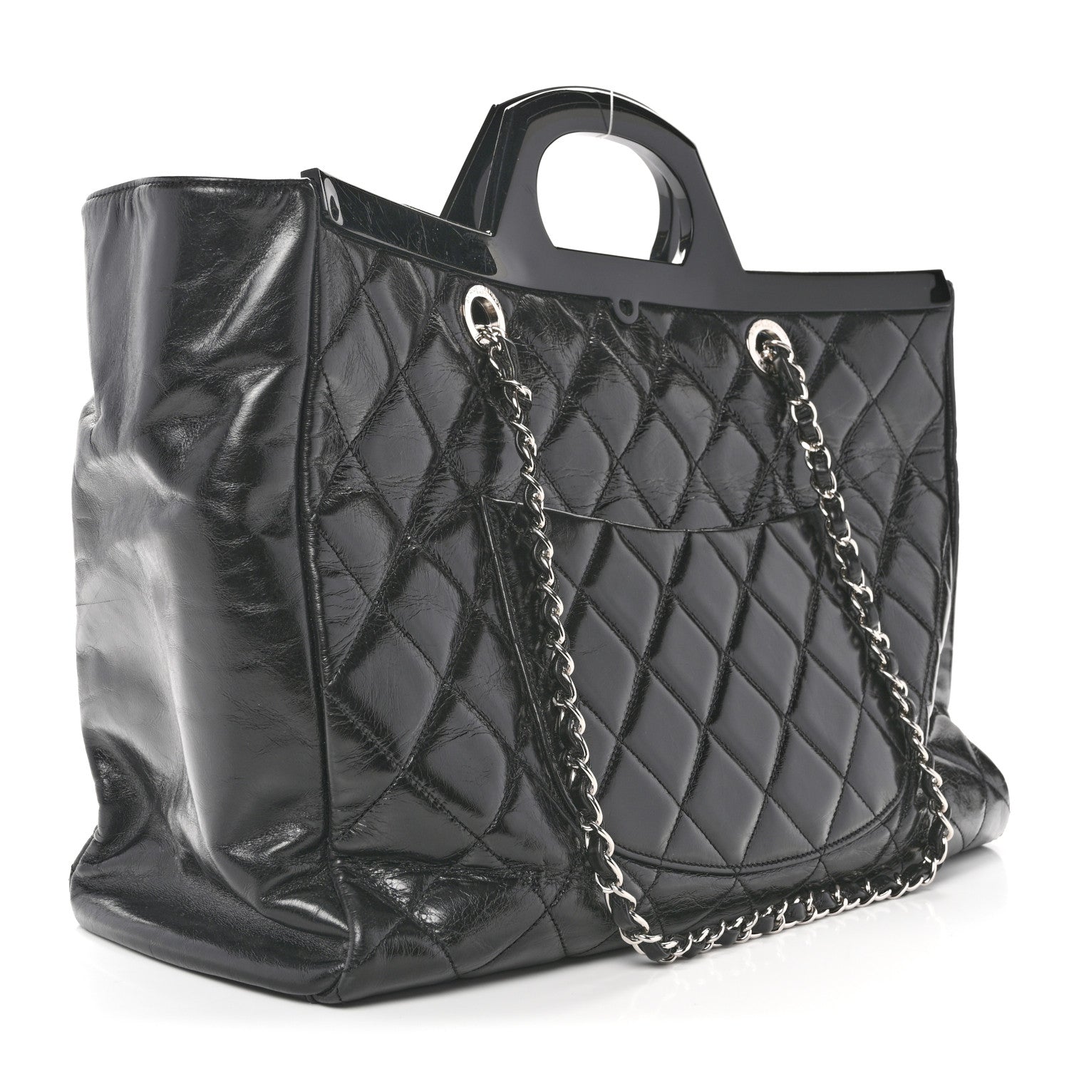 Chanel Glazed Calfskin Quilted Large CC Delivery Tote Black 3 of 14