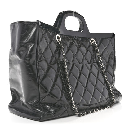 Chanel Glazed Calfskin Quilted Large CC Delivery Tote Black 3 of 14