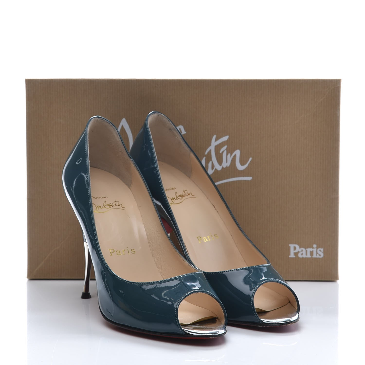 Christian Louboutin Patent Yoyospina 100 Pumps 38.5 Peacock 9 of 9