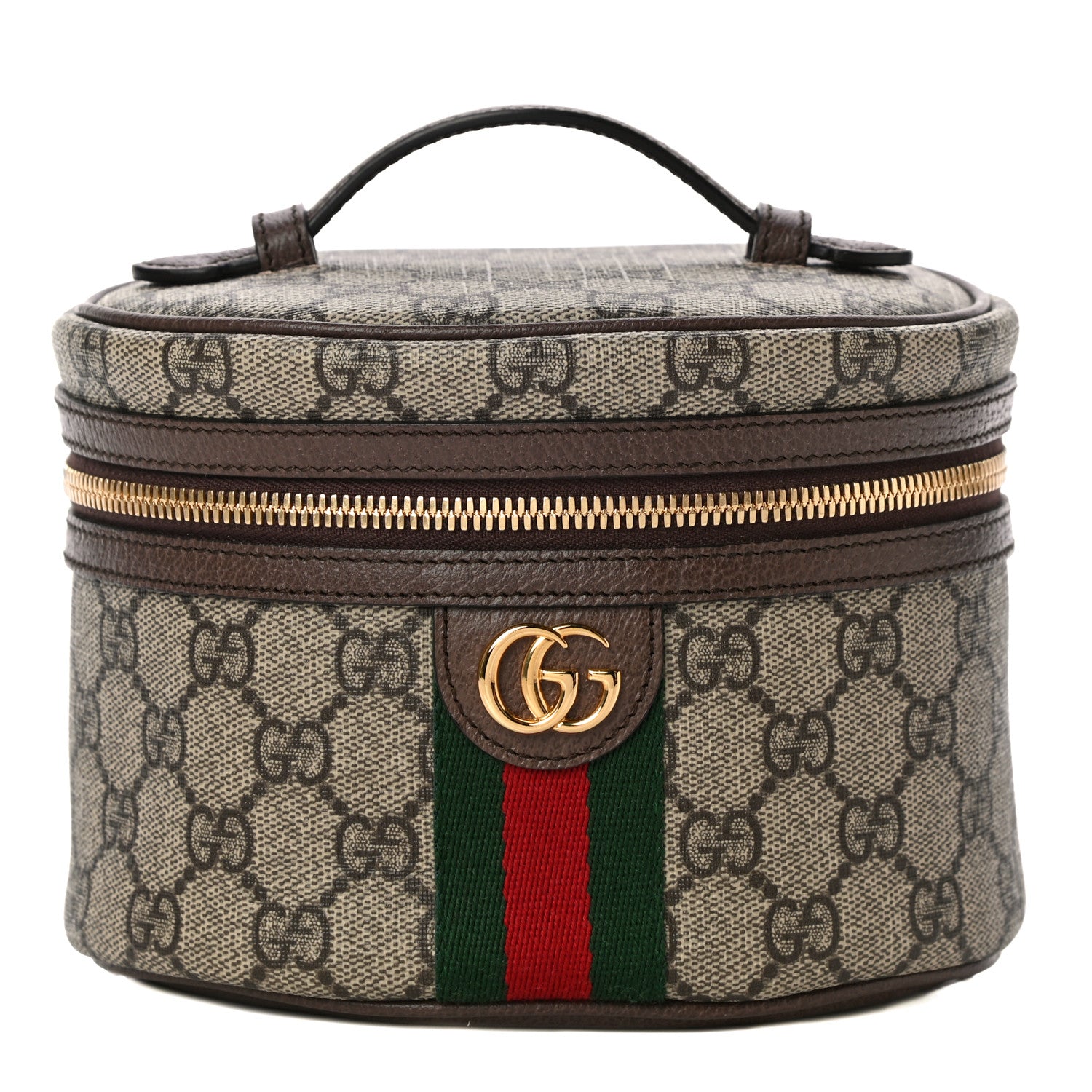 Gucci GG Supreme Monogram Textured Calfskin Web Ophidia Vanity Cosmetic Case Beige Ebony New Acero 1 of 12