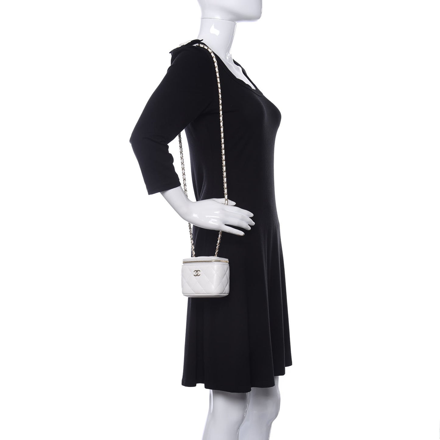 Lambskin Quilted My Chanel Lady Vanity Case With Chain White
