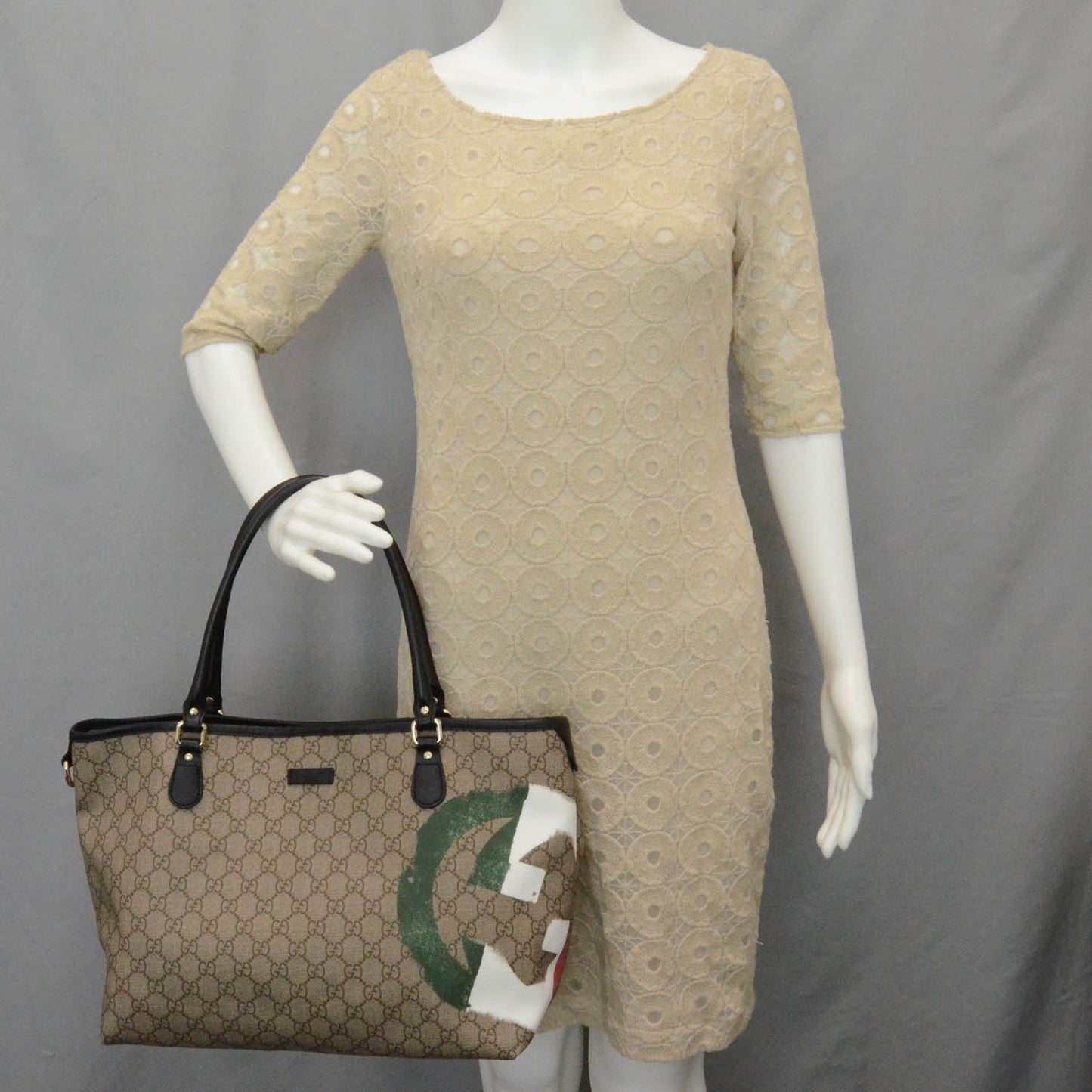 GG Plus Monogram Medium Italy Flag Unicef Tote Green