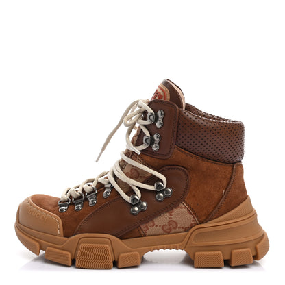 Gucci X SEGA Suede Calfskin GG Monogram Womens Flashtrek High-Top Sneakers 36 New Cuir Beige Ruggine 1 of 7