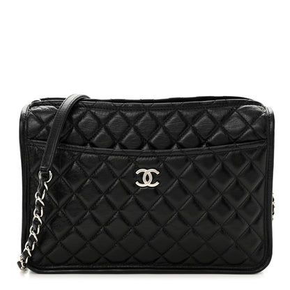 Chanel Aged Calfskin Quilted Large Working Vibe Camera Case Black 1 of 10