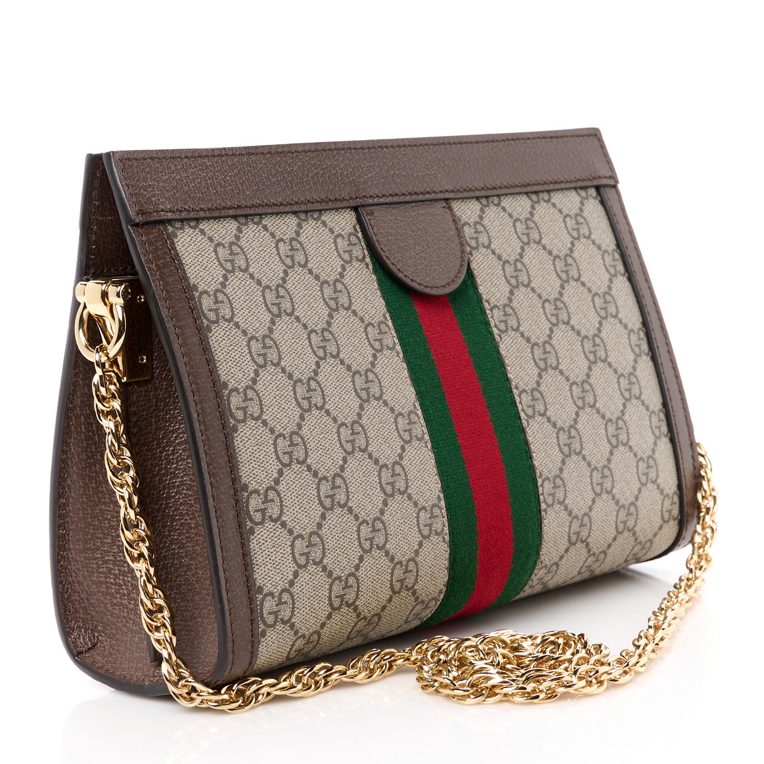 Gucci GG Supreme Monogram Web Small Ophidia Chain Shoulder Bag Brown 3 of 11