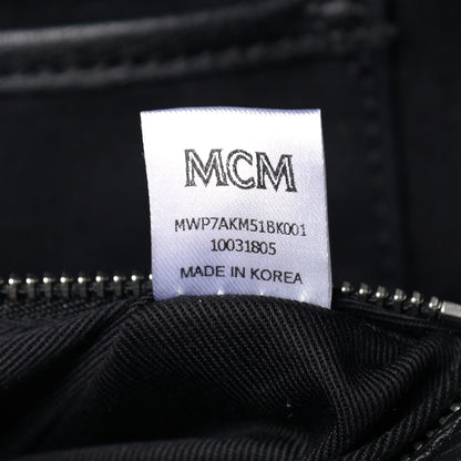 MCM Calfskin Ottomar Monogram Medium Klara Shopper Tote Black 7 of 14