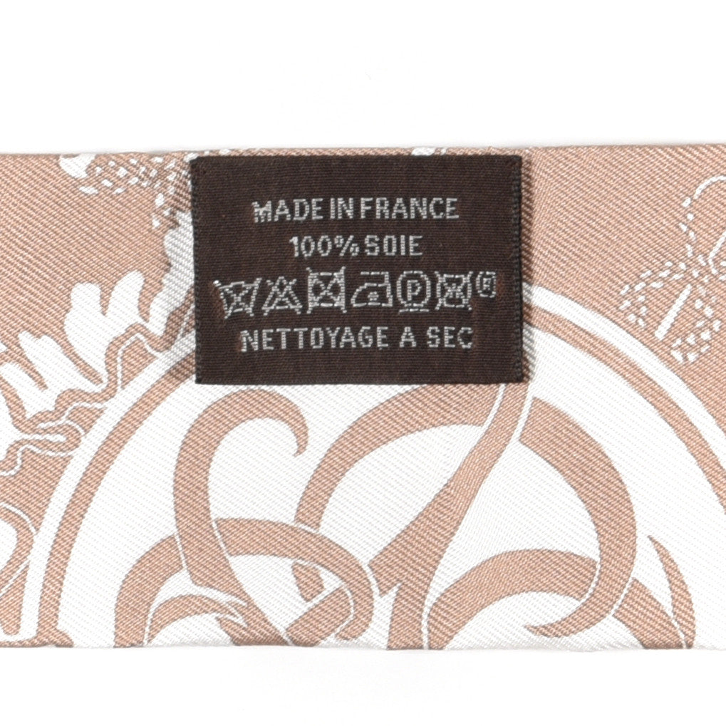 Hermes Silk Ex-Libris Twilly Beige White Caramel 4 of 4