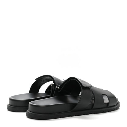 Hermes Calfskin Mens Chypre Sandals 41 Black 4 of 9
