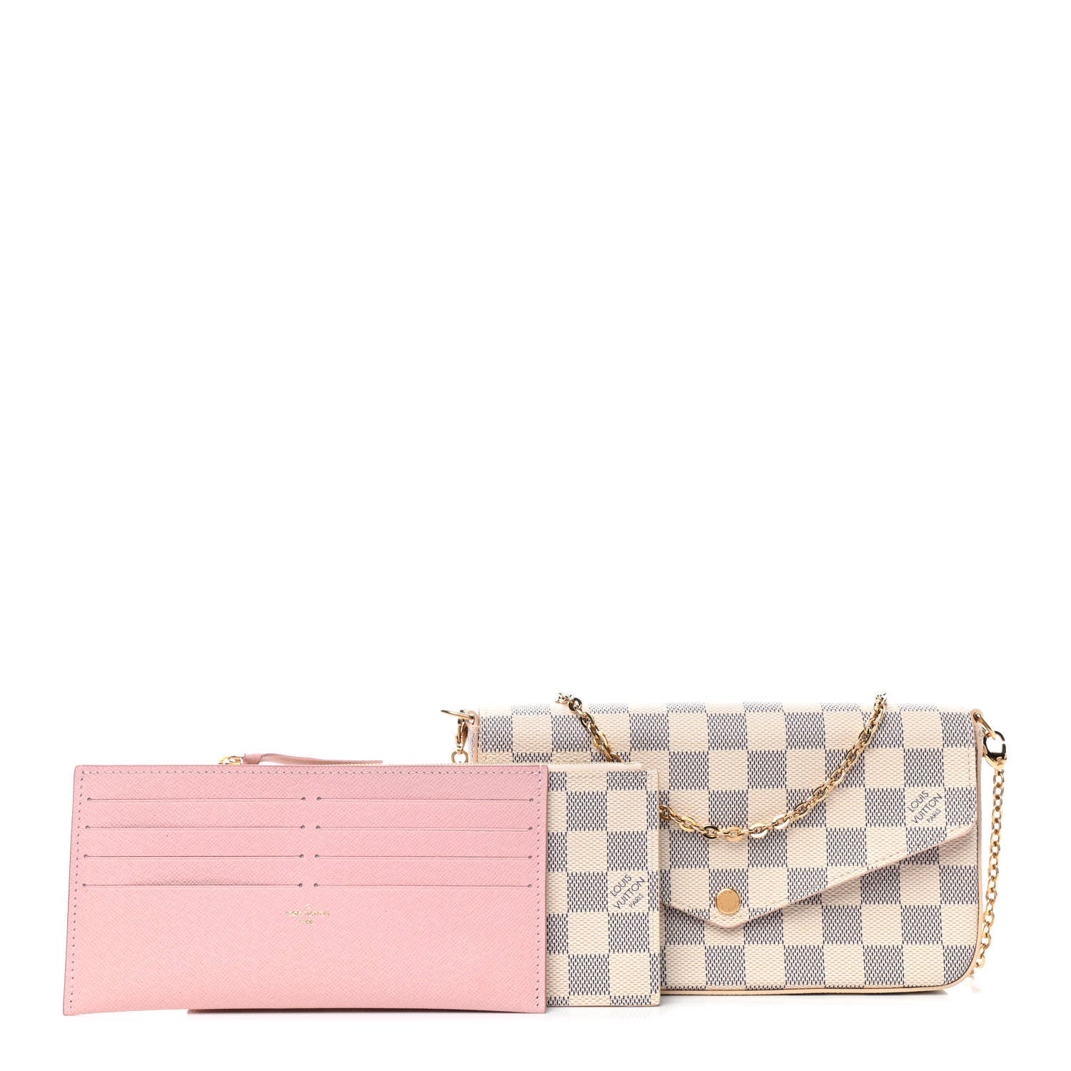 Louis Vuitton Damier Azur Pochette Felicie Chain Wallet Rose Ballerine 7 of 7