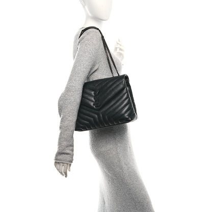 Saint Laurent Calfskin Y Quilted Monogram Monochrome Medium Loulou Chain Satchel Black 2 of 12