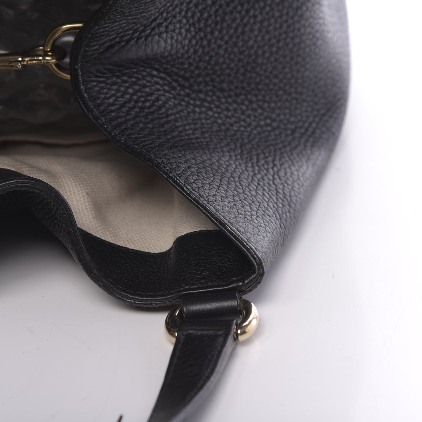 Pebbled Calfskin Medium Soho Shoulder Bag Black