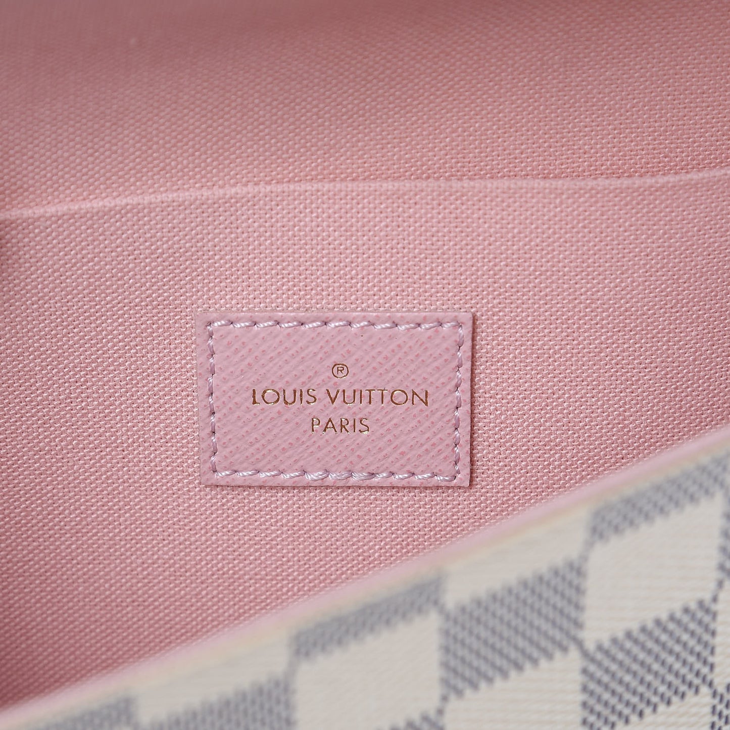Damier Azur Pochette Felicie Chain Wallet Rose Ballerine
