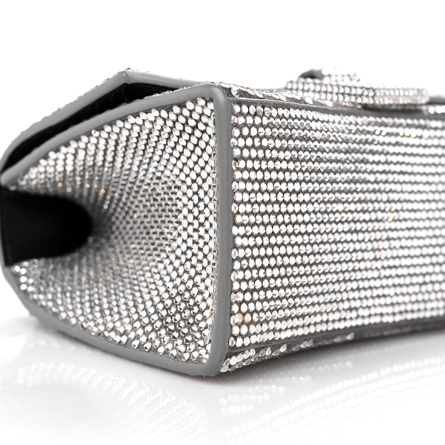 Balenciaga Strass Suede Hourglass Top Handle Bag XS Smoke Grey Crystal 8 of 14