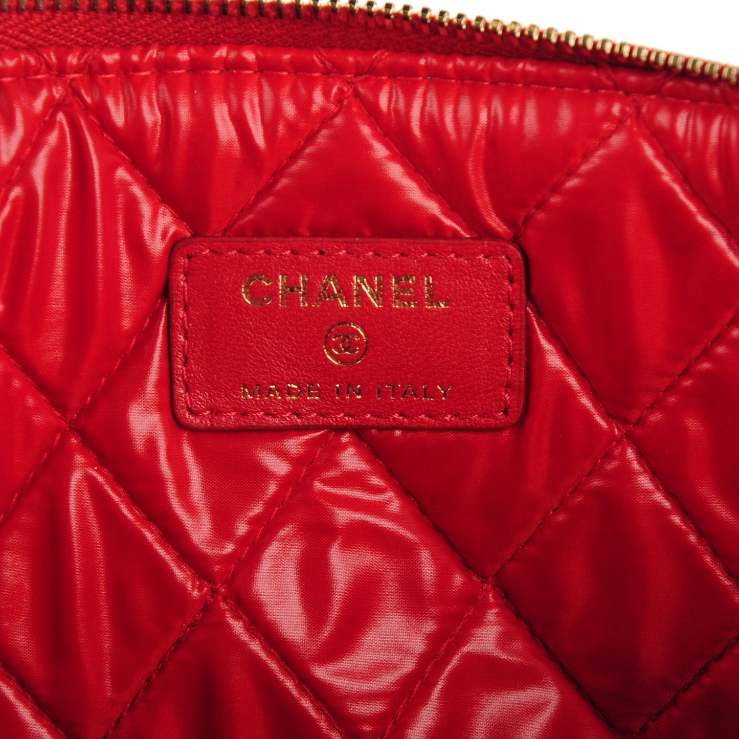 Lambskin Quilted Medium Casino Beauty CC Cosmetic Case Red