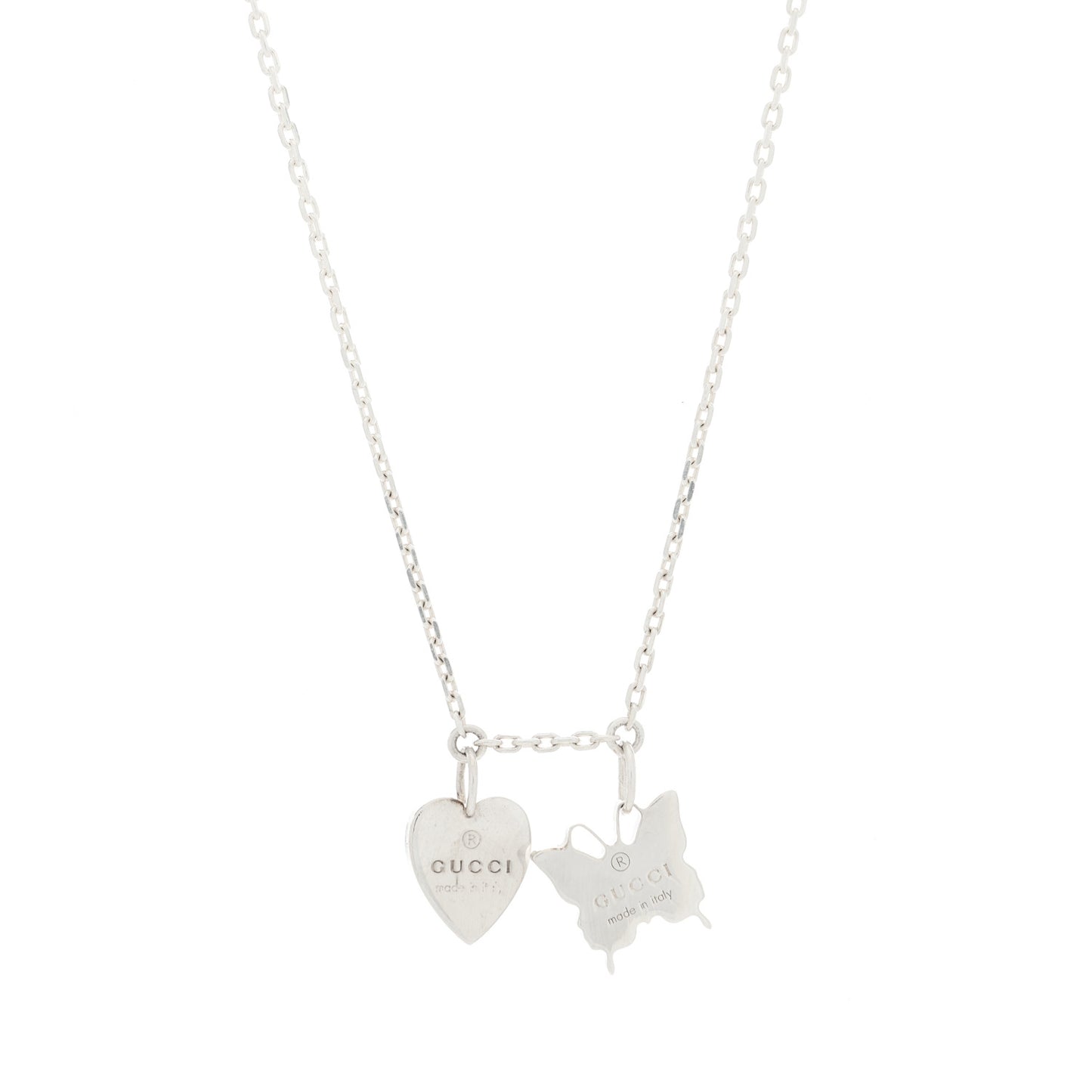 Sterling Silver Trademark Butterfly Heart Charm Pendant Necklace