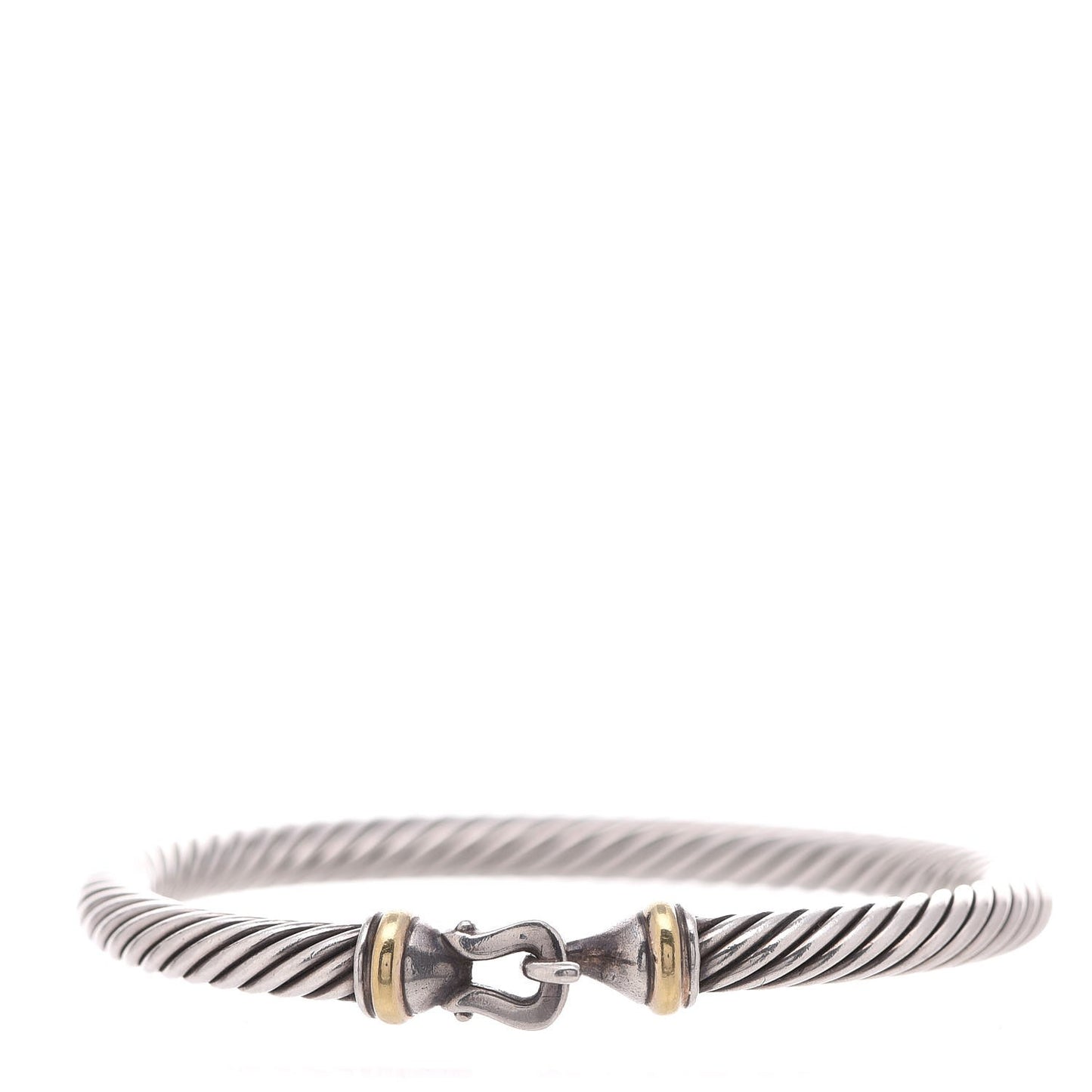Sterling Silver 18K Yellow Gold 5mm Cable Classic Buckle Bracelet