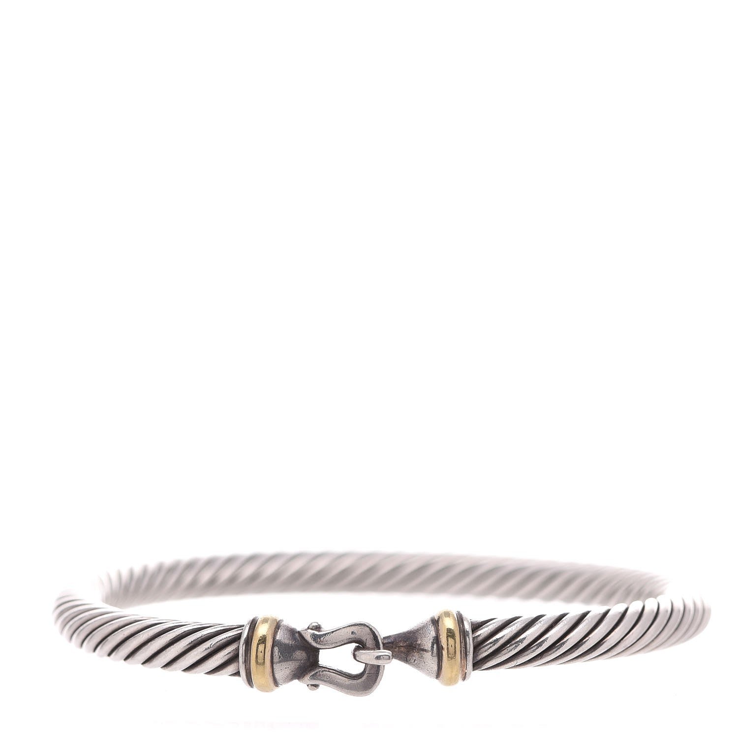 David Yurman Sterling Silver 18K Yellow Gold 5mm Cable Classic Buckle Bracelet 1 of 5
