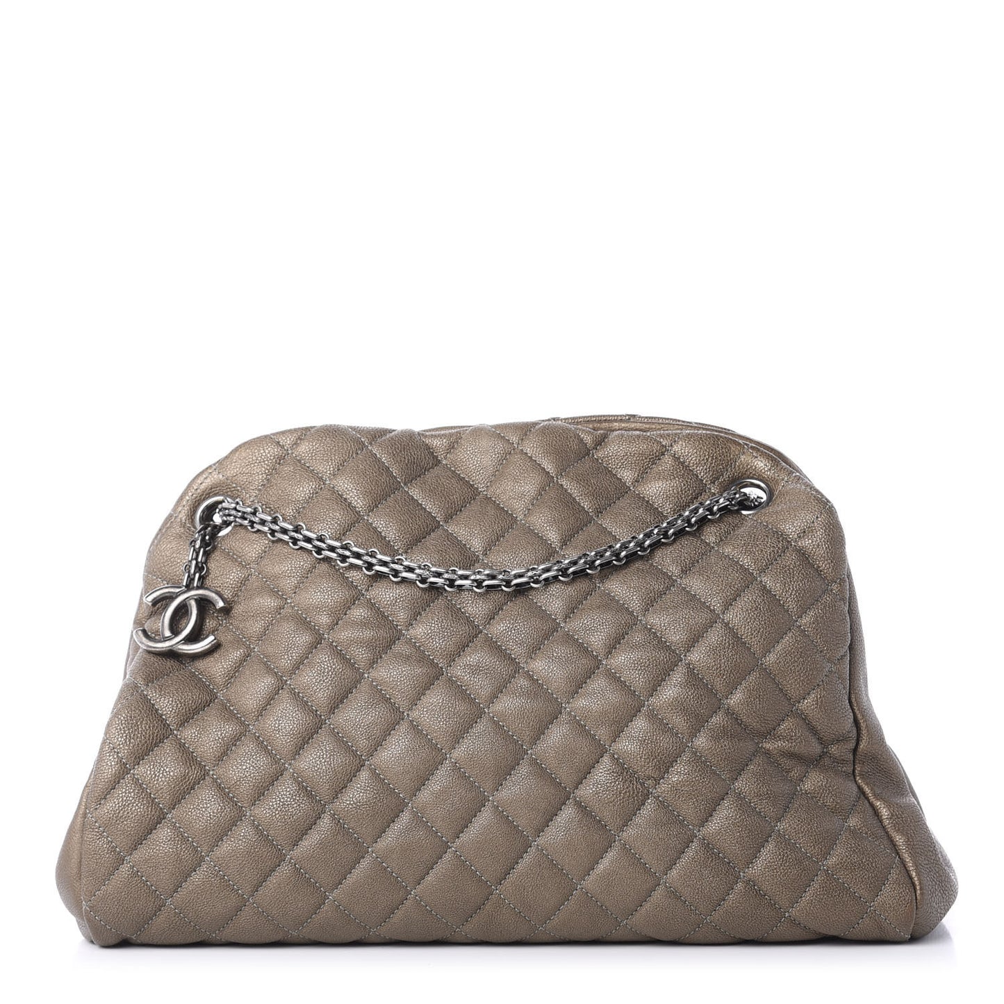 Calfskin Large Just Mademoiselle Bowling Bag Silver